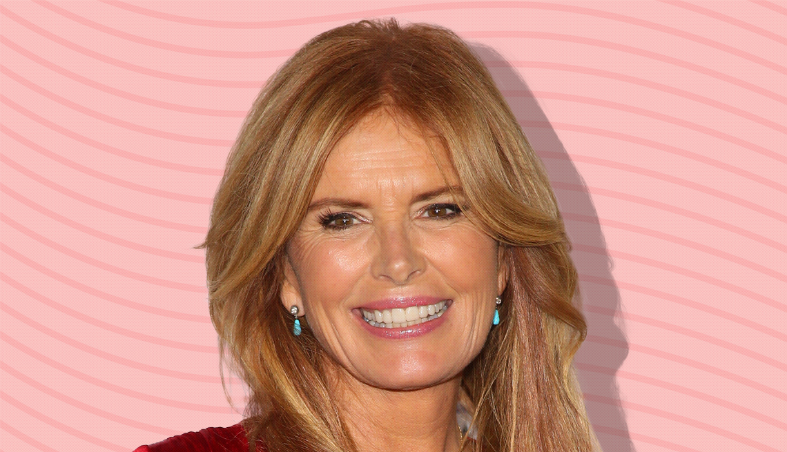 item 26 of Gallery image - roma downey against light pink background with curved lines going horizontally from one end to the other