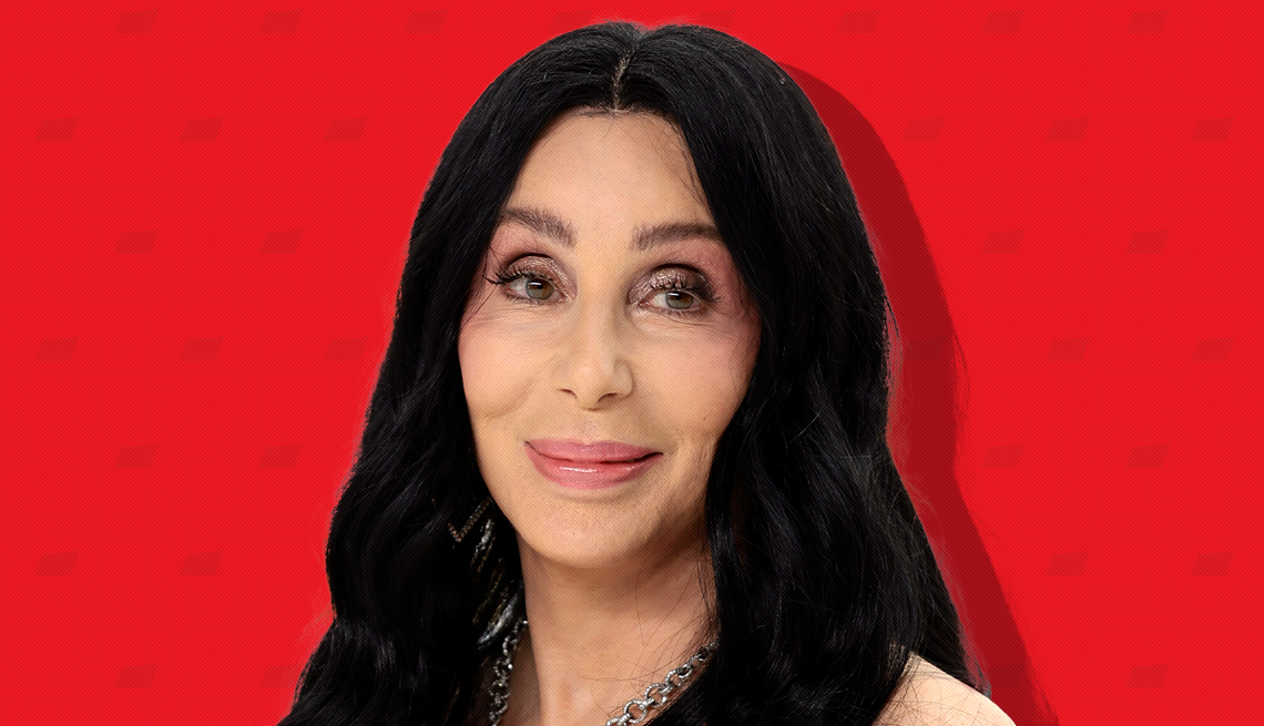 item 12 of Gallery image - cher against red background with mini shapes