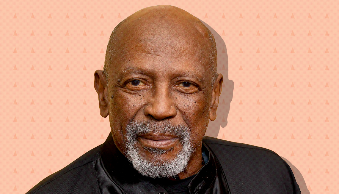 item 5 of Gallery image - louis gossett junior on peach colored background with mini triangles