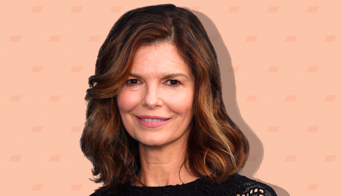 item 21 of Gallery image - jeanne tripplehorn on peach colored background with mini shapes