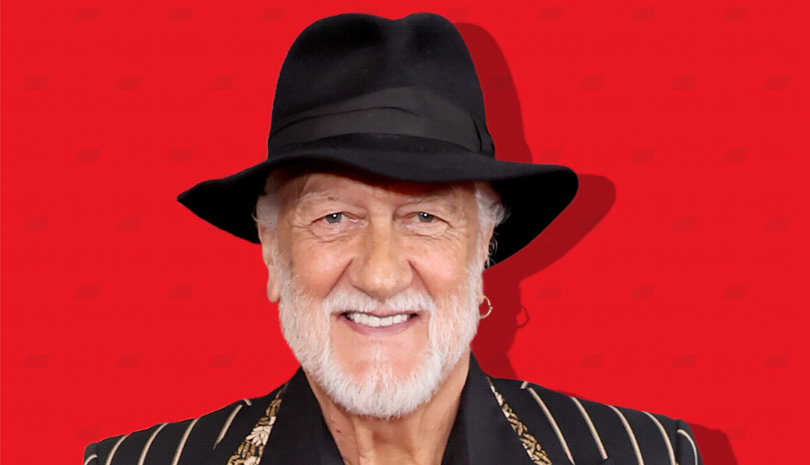 item 7 of Gallery image - mick fleetwood against red background with mini shapes