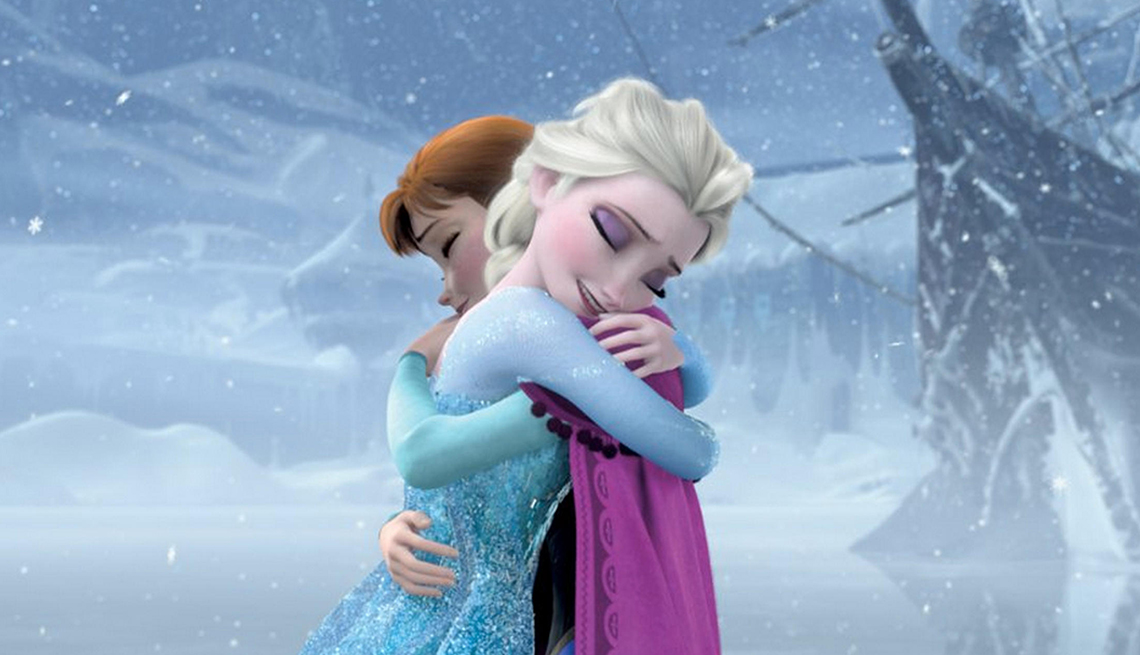 item 4 of Gallery image - animated sisters anna and elsa hugging in the movie frozen