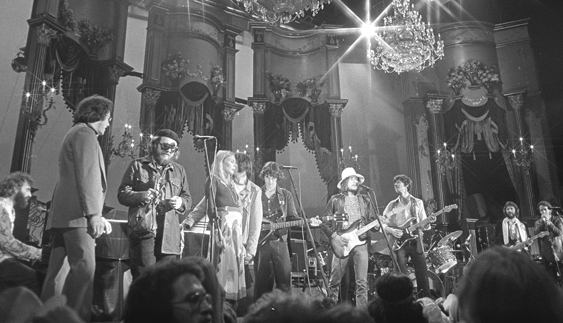 item 6 of Gallery image - Richard Manuel, Dr. John, Neil Diamond, Joni Mitchell, Neil Young, Rick Danko, Van Morrison, Ronnie Hawkins, Bob Dylan, Robbie Robertson and Eric Clapton performing together onstage