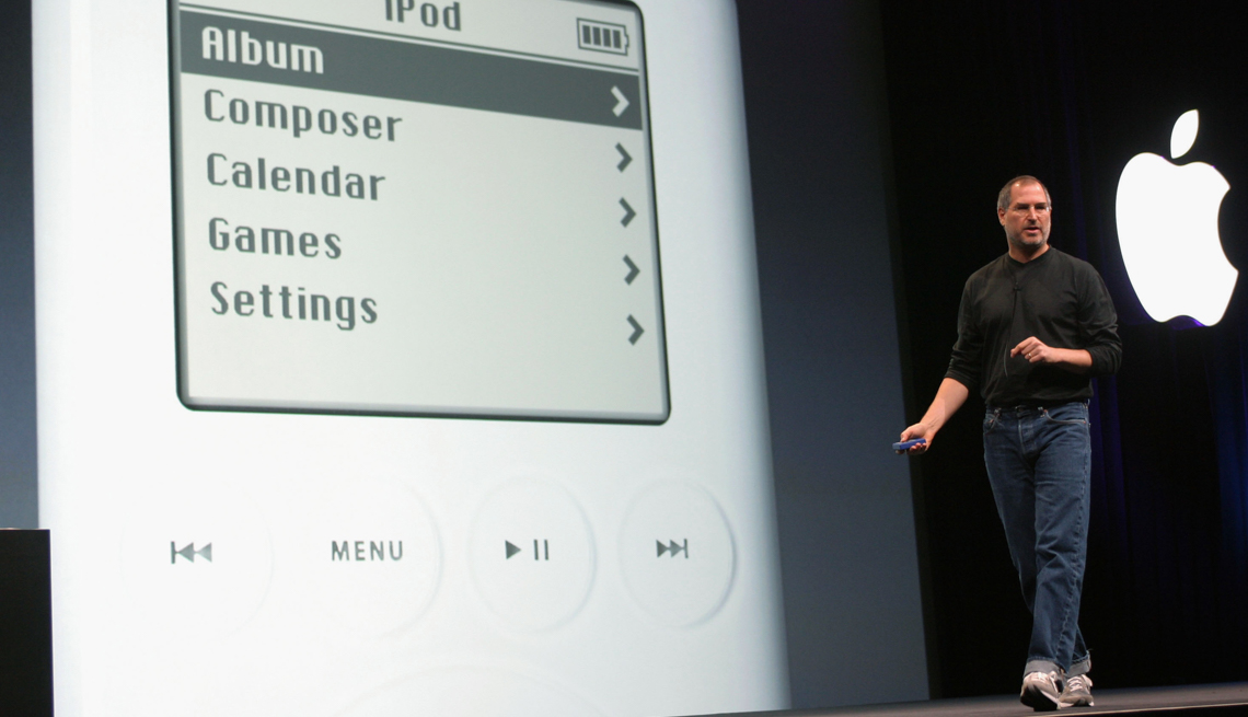 item 3 of Gallery image - Apple CEO Steve Jobs introduces a new online music service along with the new IPOD players and IMusic software.