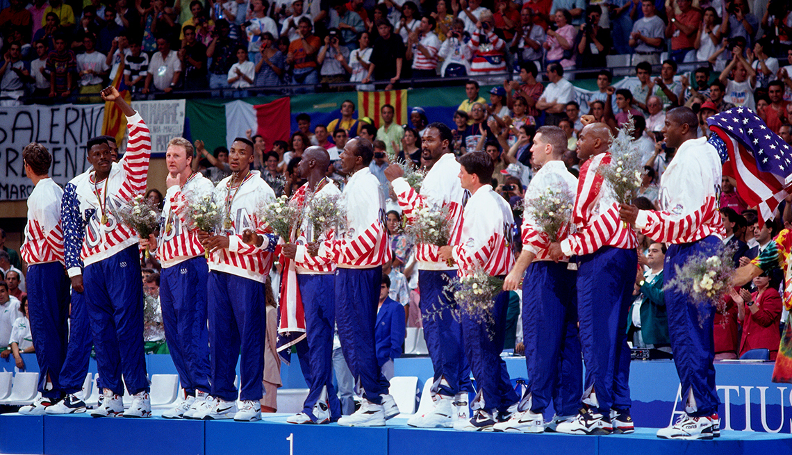 The NBA Dream Team wins a gold medal at the Barcelona Games (1992) 