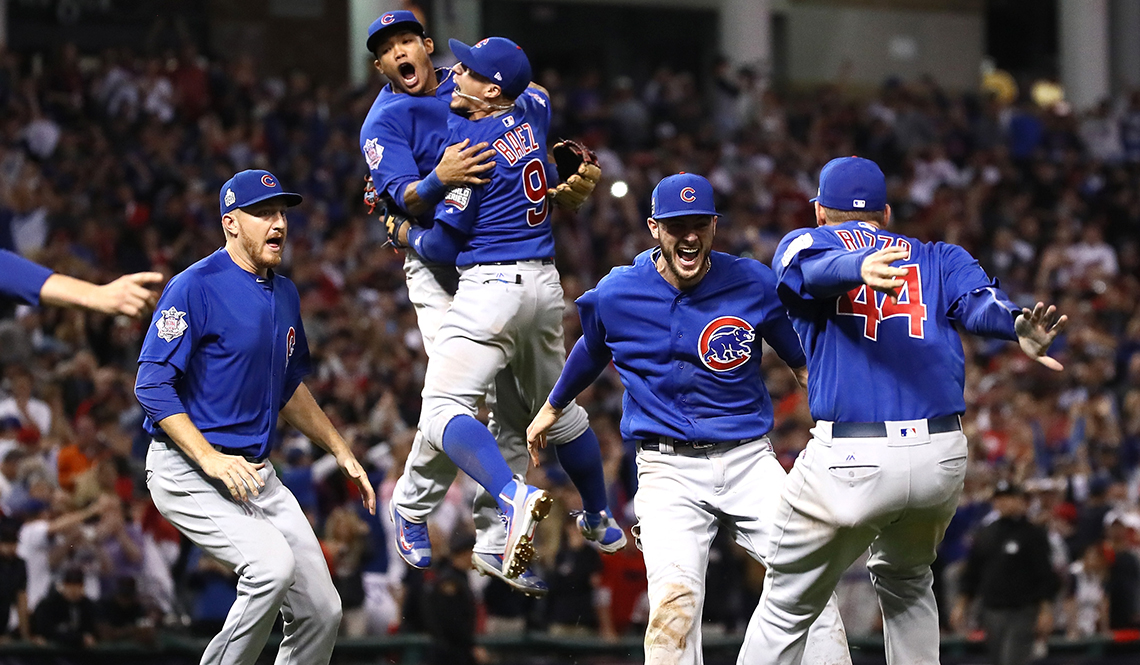 item 28 of Gallery image - chicago cubs baseball players jumping and celebrating on the field