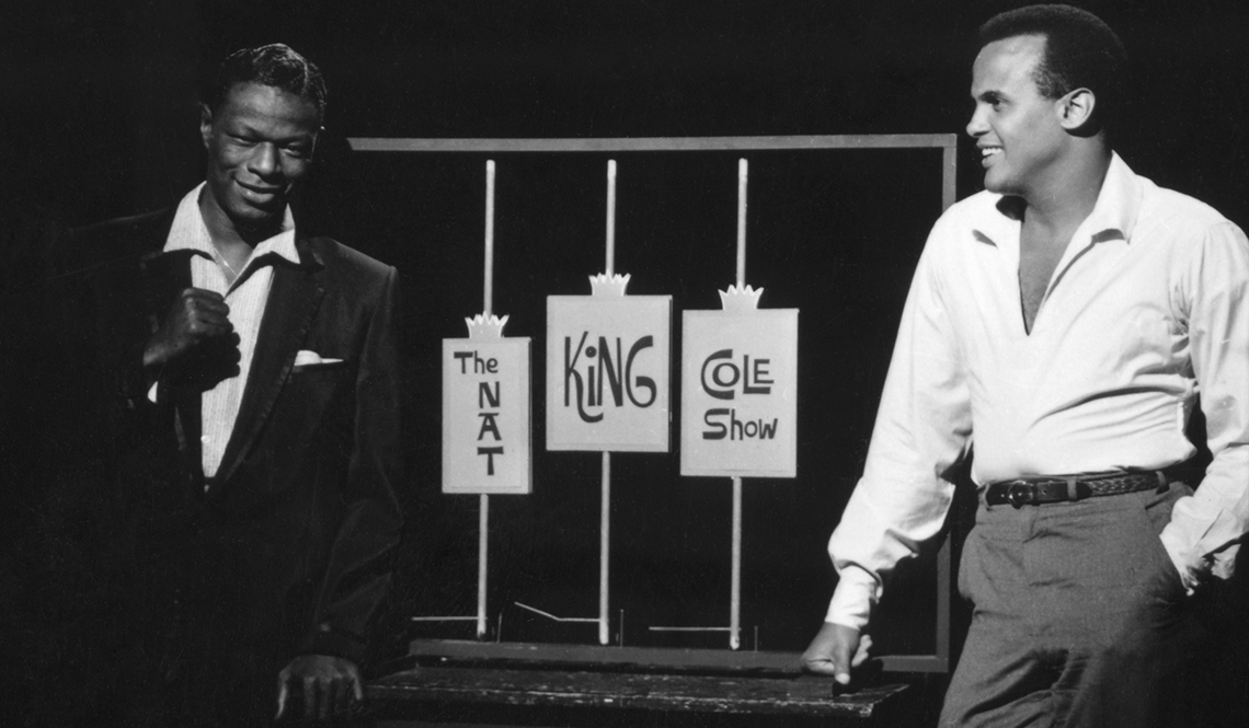item 26 of Gallery image - black and white image of nat king cole and harry belafonte standing next to signs that say the nat king cole show
