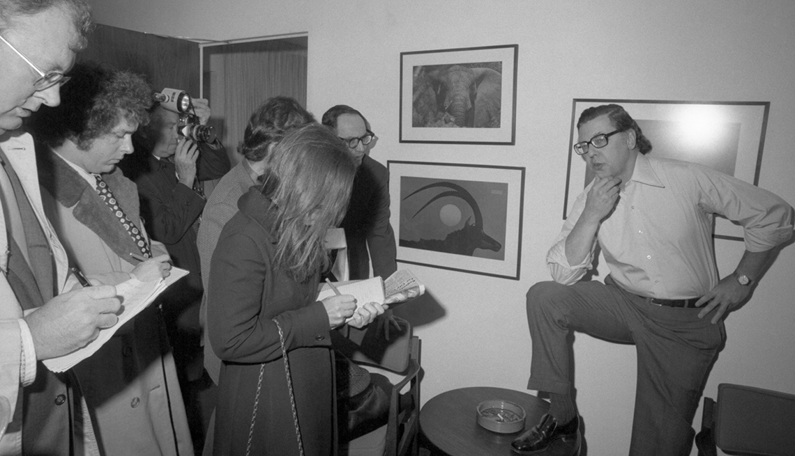 item 3 of Gallery image - life magazine managing editor ralph graves speaking to news reporters in a room