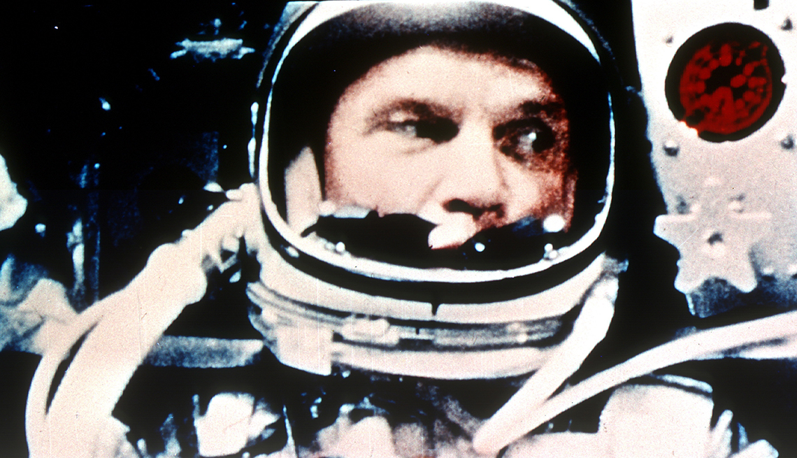 item 9 of Gallery image - astronaut john glenn in orbit