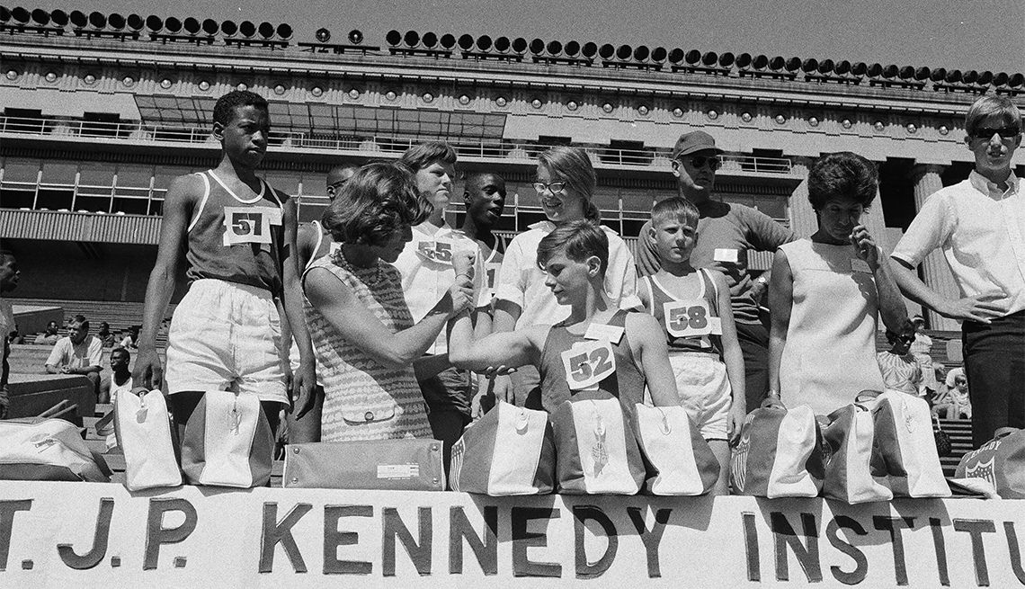 item 12 of Gallery image - Eunice Kennedy Shriver at the Special Olympics held at Soldier Field in Chicago