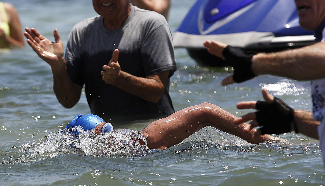 item 27 of Gallery image - U.S. long-distance swimmer Diana Nyad completes her swim from Cuba as she arrives in Key West, Florida