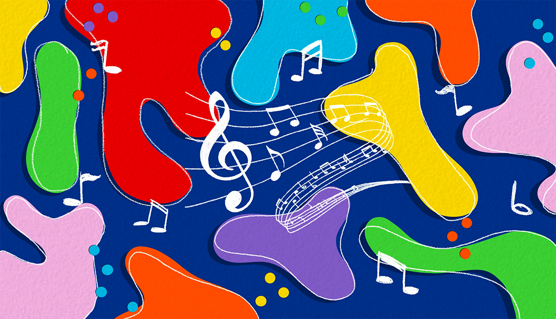 Colorful illustration with musical notes