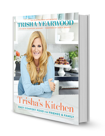 cover of 'Trisha’s Kitchen: Easy Comfort Food for Friends and Family' cookbook with picture of Trisha Yearwood