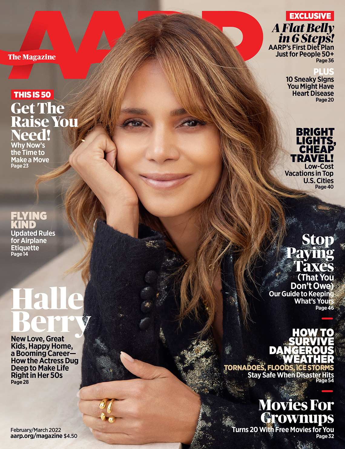 cover of a a r p the magazine feb-mar 2022 with Halle Berry