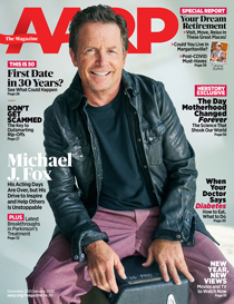 cover of a a r p the magazine dec 2021-jan 2022 with Michael J. Fox