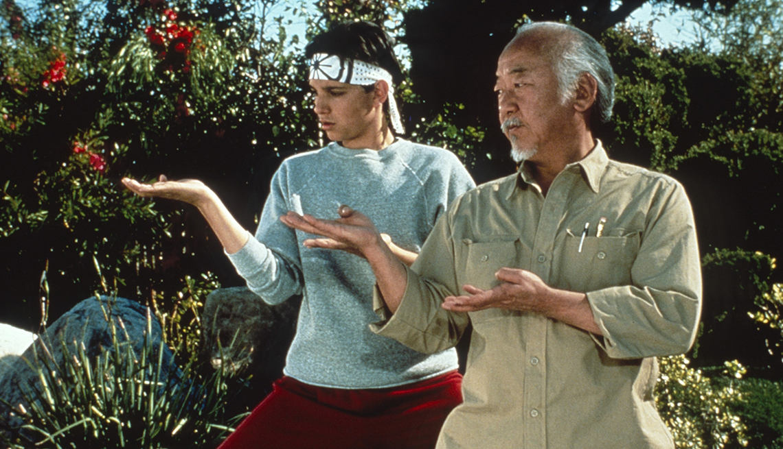 “The Karate Kid, Part III,” from left: Ralph Macchio, Pat Morita, 1989.