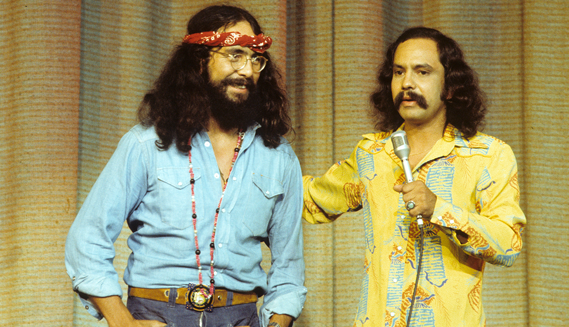 Tommy Chong, left, and Cheech Marin, as “Cheech & Chong in Concert” in 1973.