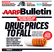 cover of September 2022 a a r p bulletin drug prices to fall