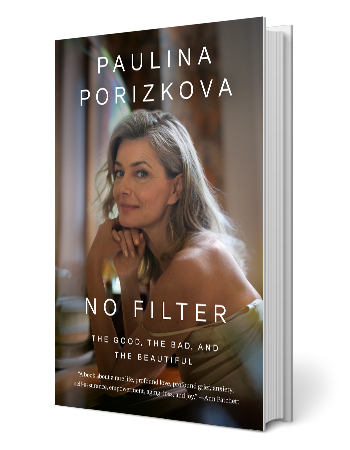 book cover that says paulina porizkova no filter; has photo of paulina porizkova on it