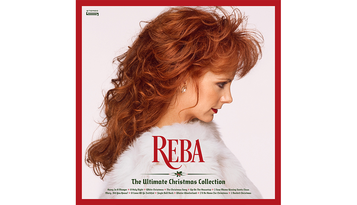 side view of reba mcentire on cover of her album, the ultimate christmas collection