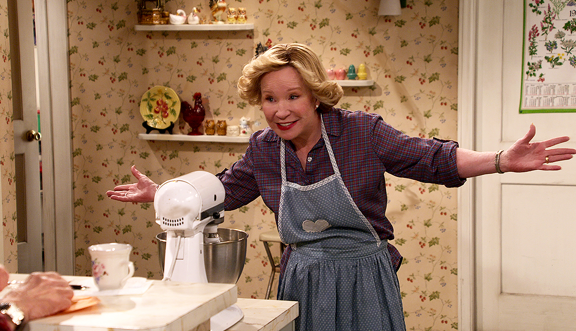 debra jo rupp as kitty in the kitchen in a still from that 90s show