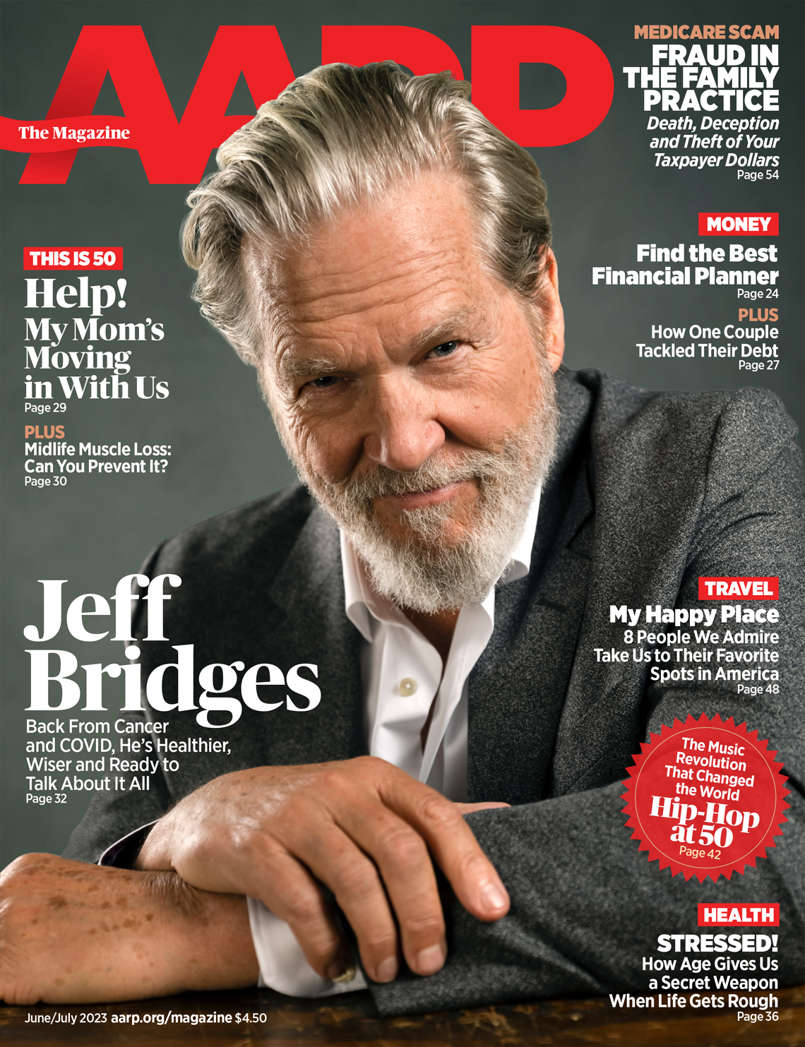 a a r p the magazine cover june / july 2023 featuring jeff bridges