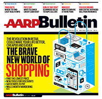 a a r p may 2023 bulletin cover; the brave new world of shopping