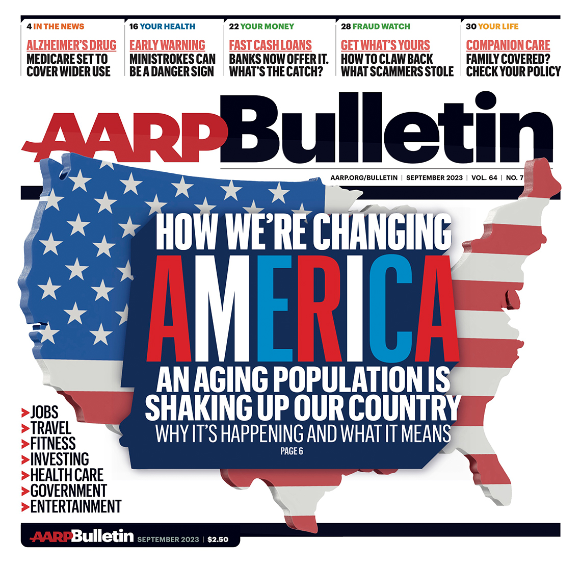 AARP September 2023 Bulletin cover; How We're Changing America