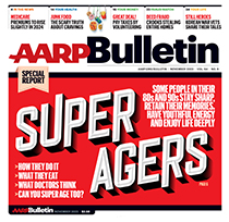 AARP November 2023 Bulletin cover; Super Agers