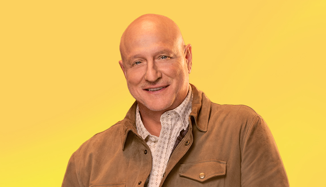Tom Colicchio on yellow background