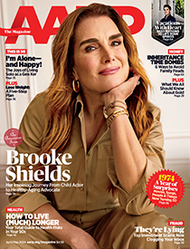 AARP The Magazine cover April/May 2024 featuring Brooke Shields

