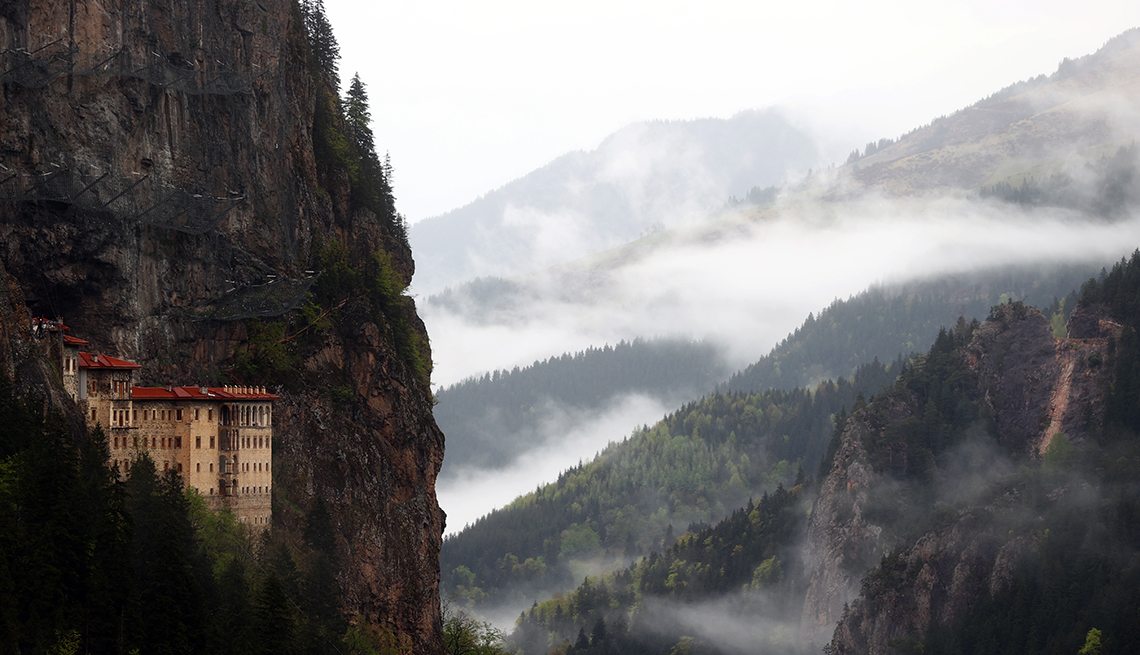 A view of Sumela Monestry after it was reopened to visitors in Macka district of Trabzon, Turkiye on May 1, 2022. 
