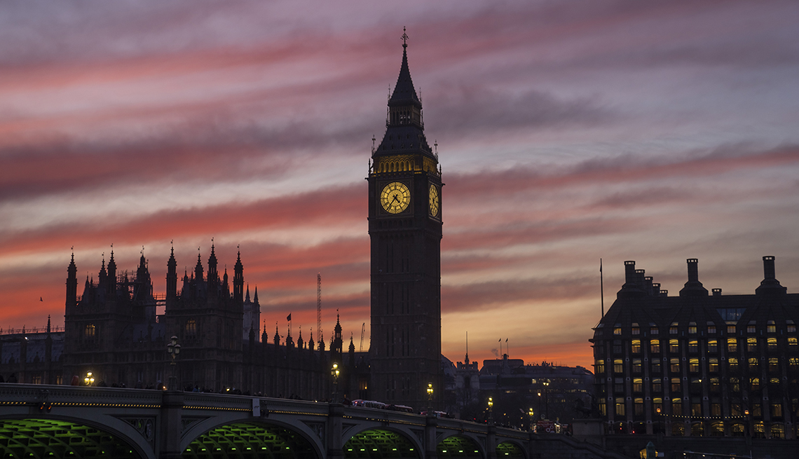 item 16 of Gallery image - london’s big ben against a sky lit up with pink clouds at sunset 