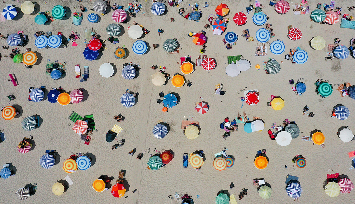 Colorful umbrellas dot Ilica Beach