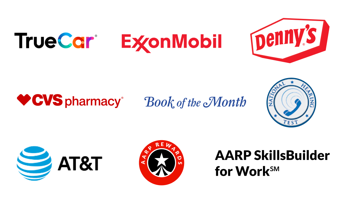 Image of popular logos of AARP discounts