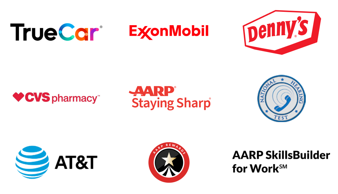 Examples of AARP member benefit logos