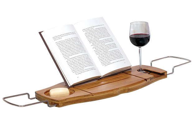 For bookworm: Umbra Aquala Bamboo and Chrome Bathtub Caddy