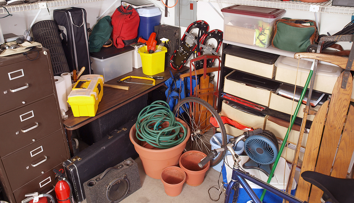 cluttered storage garage 