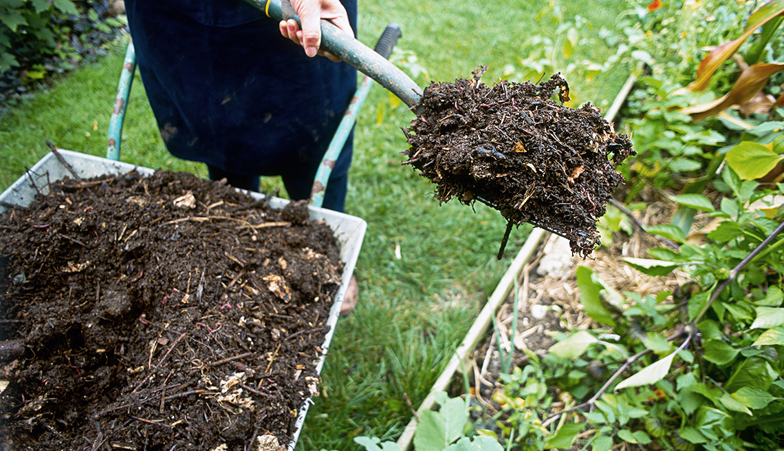 item 4 of Gallery image - Person shoveling mulch into garden