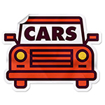 illustration of a sticker shaped like a car with the word car in the windshield