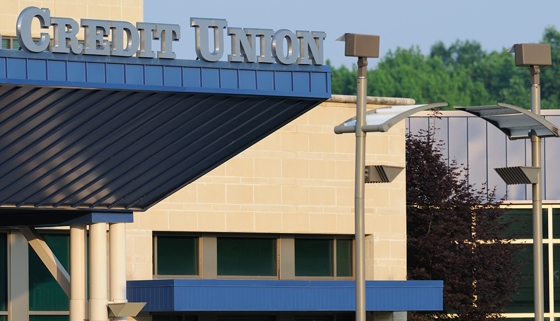 exterior of a building with a credit union sign