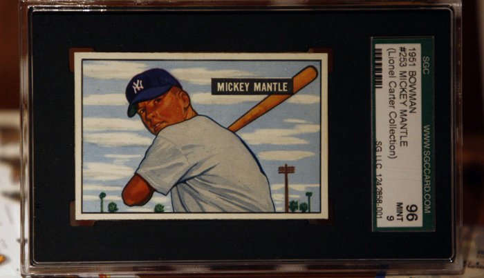 item 3 of Gallery image Mickey Mantle baseball card in a frame with lot number for pre-auction viewing