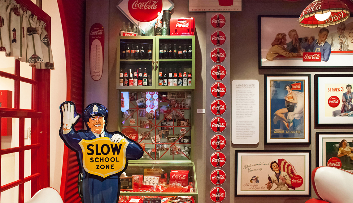  Memorabilia on display at the World of Coca-Cola museum in Atlanta, Georgia.