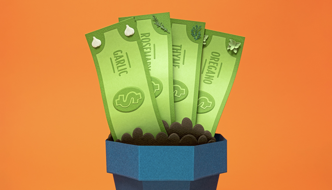 an illustration of dollars growing out of a plant pot
