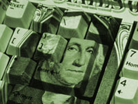 U.S. dollar bill pattern on keyboard - Online banks generally pay higher interest rates.