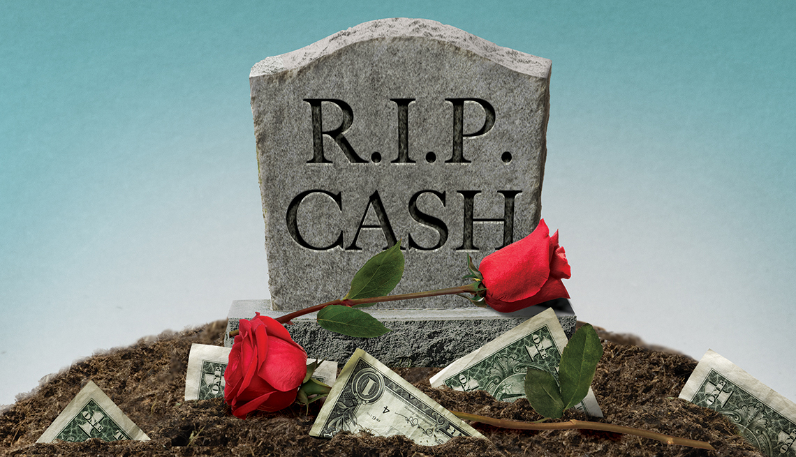headstone that reads RIP Cash