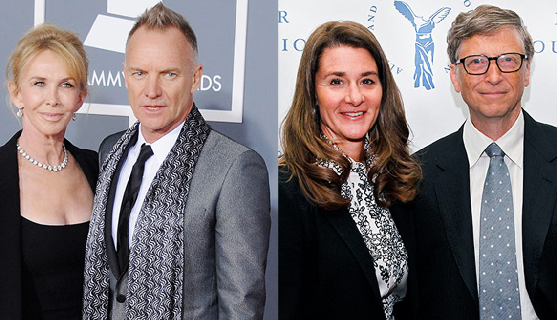 Singer Sting y su esposa Trudie Styler, Melinda Gates y Bill Gates