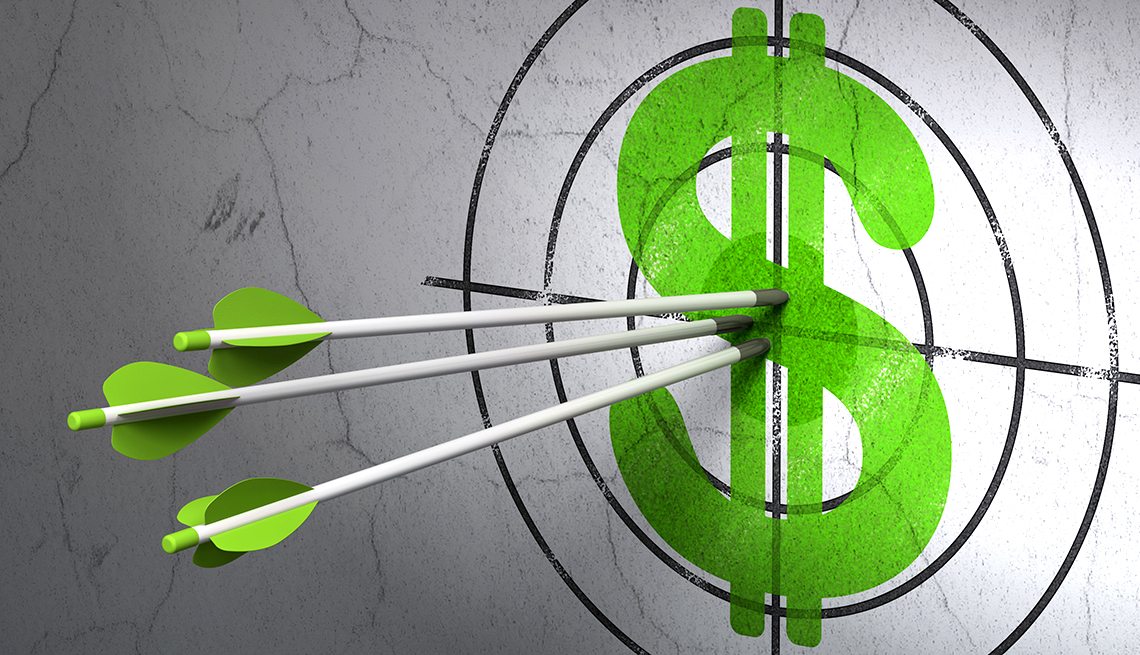 green arrows in a money target 