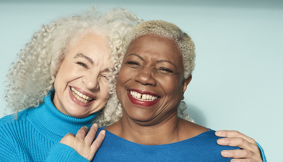 Happy diverse older women smiling 