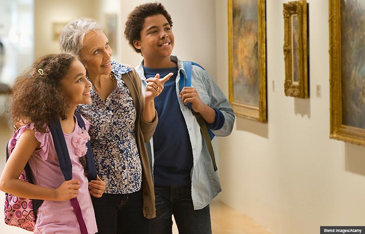 Grandmother and kids visiting museum, Summer Fun for Kids (and You) on the Cheap (Blend Images/Alamy)